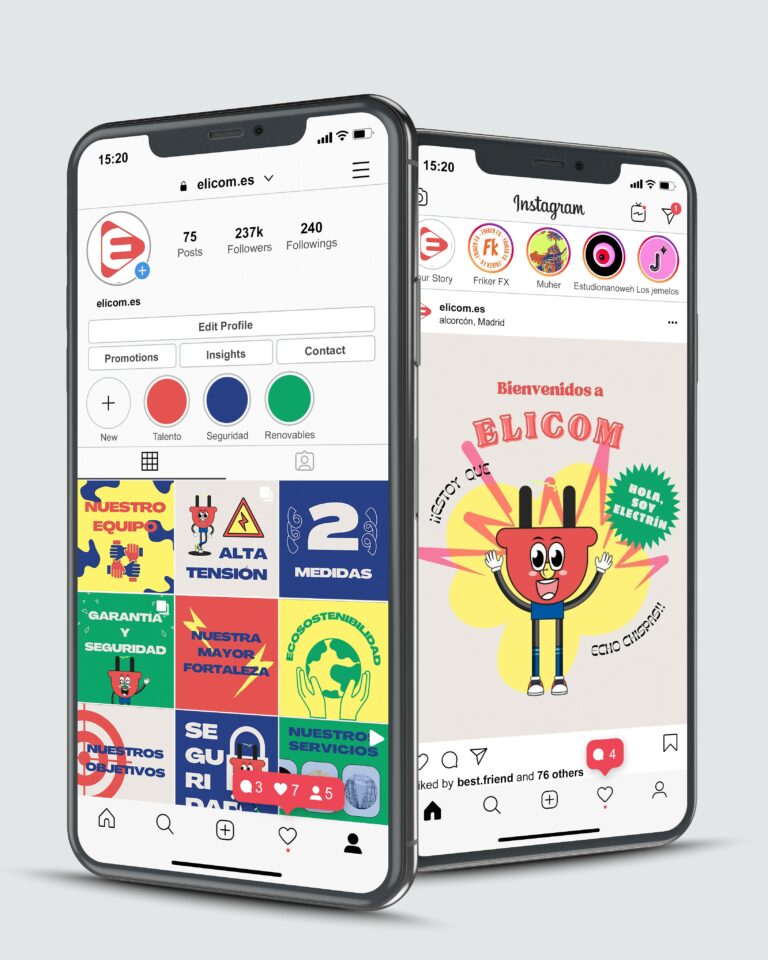 Redes sociales de la marca Elicom, una empresa de montajes eléctricos